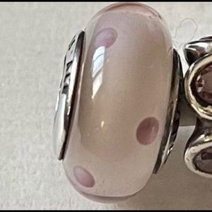 Pink Polka Dot Pandora Murano Charm
